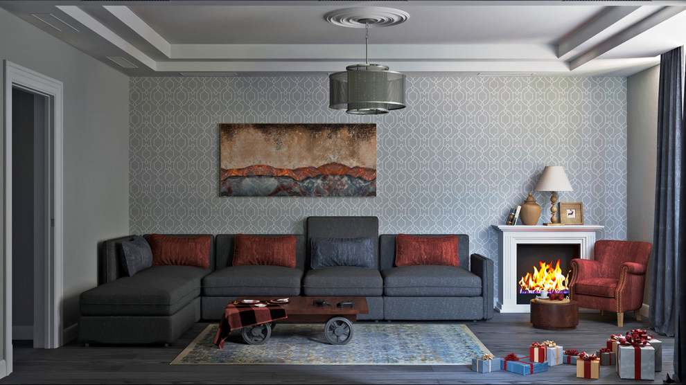 Обложка проекта: Гостиная в серых тонах.