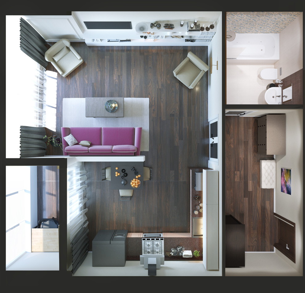 Дизайн для застройщика ЖК Паруса (2 вар-а: студия и свободная планировка)