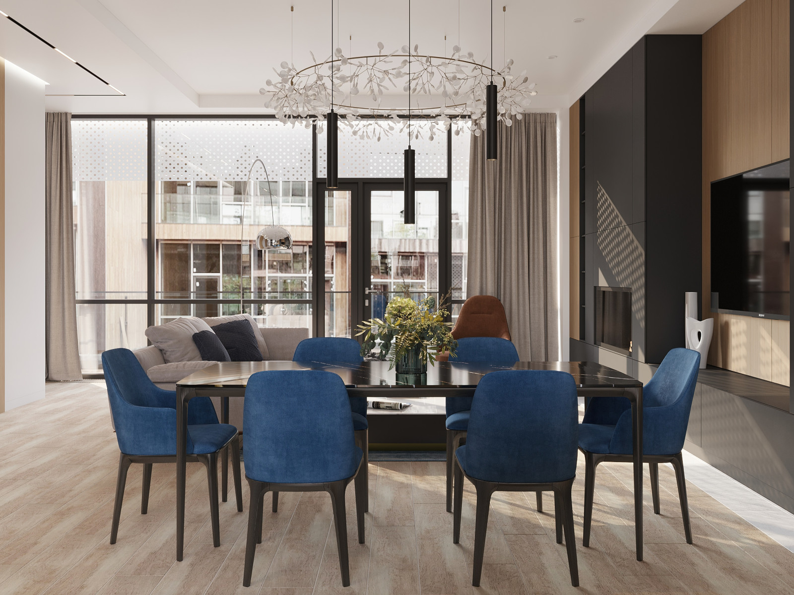 Столовая зона в гостиной