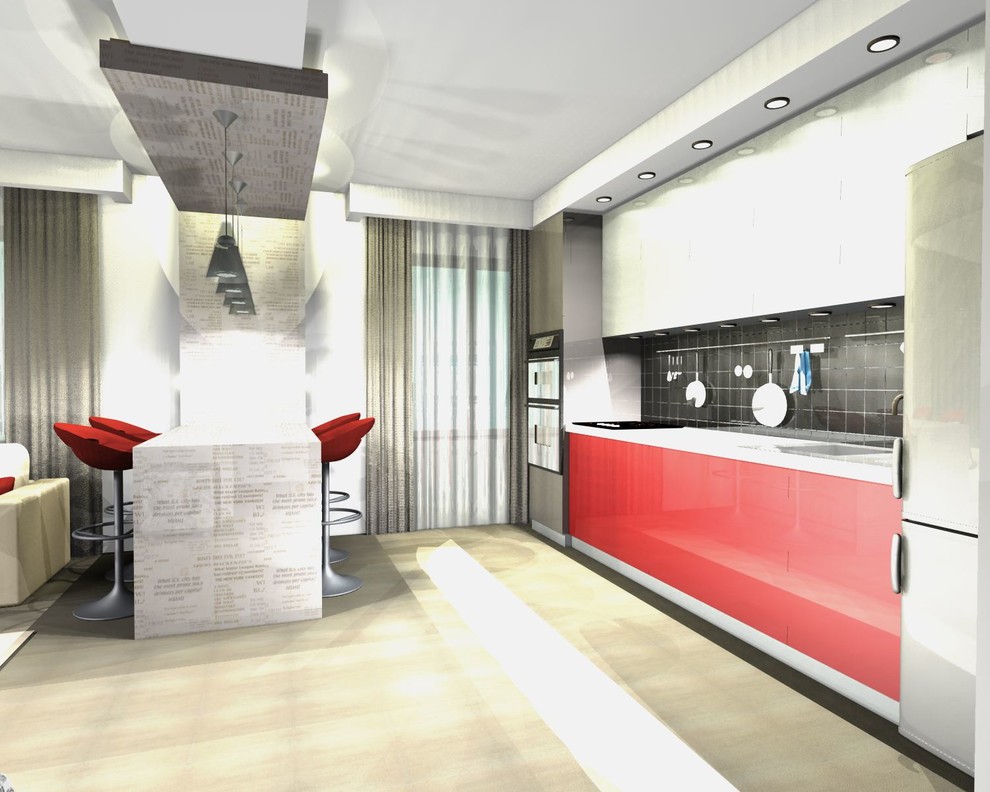 Единое пространство небольшой квартиры в 2-х вариантах