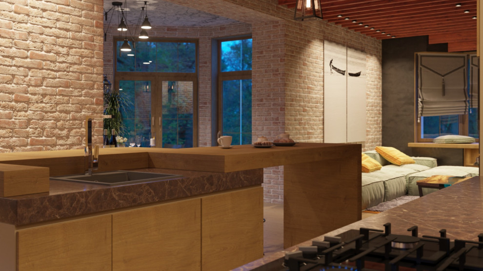 Проект пристройки кухни-гостиной к дому (визуализация и реализация)