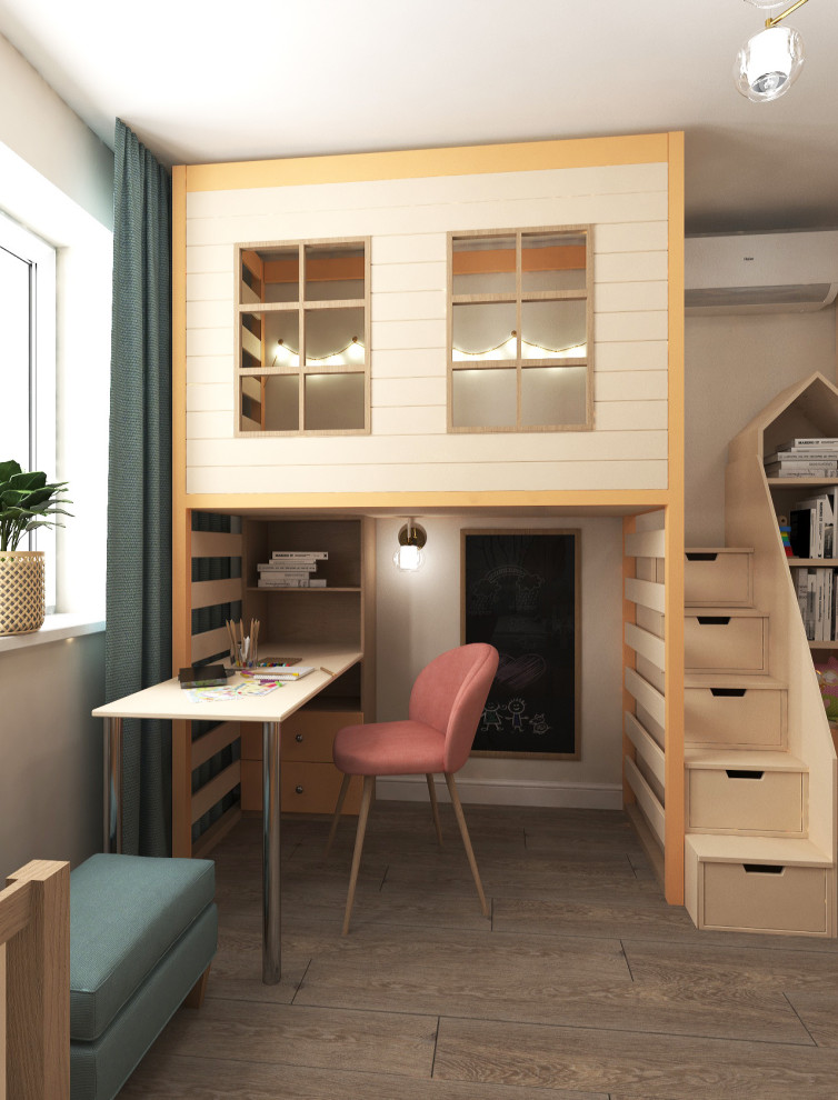 Детская комната с лесными фотообоями для близняшек