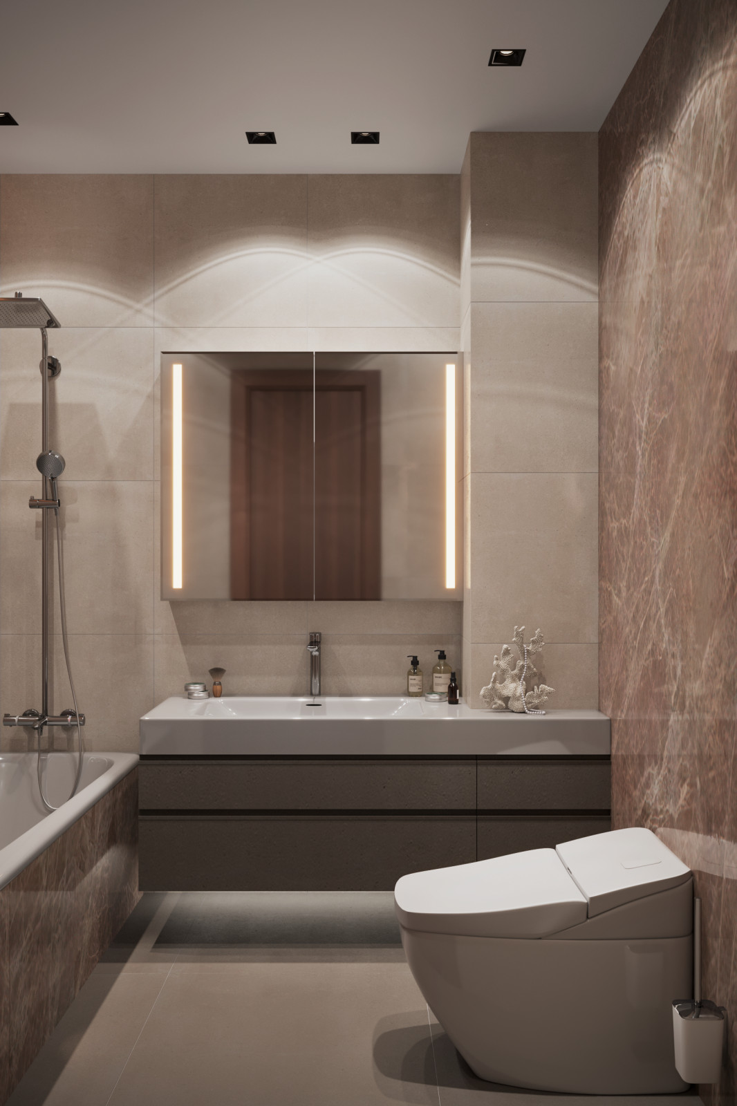 Визуализация квартиры в бежевых тонах