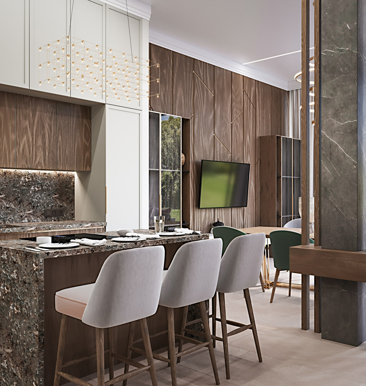 Дизайн кухни-гостиной