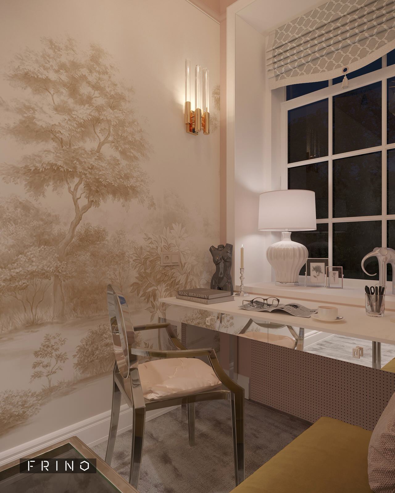 Женский кабинет в проекте "Жемчужная река". Студия  FRINO