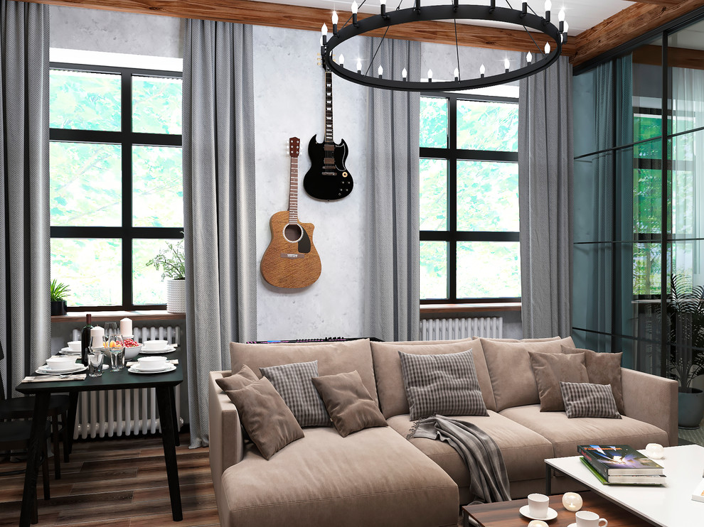 Сталинка-лофт. Гостиная-кухня