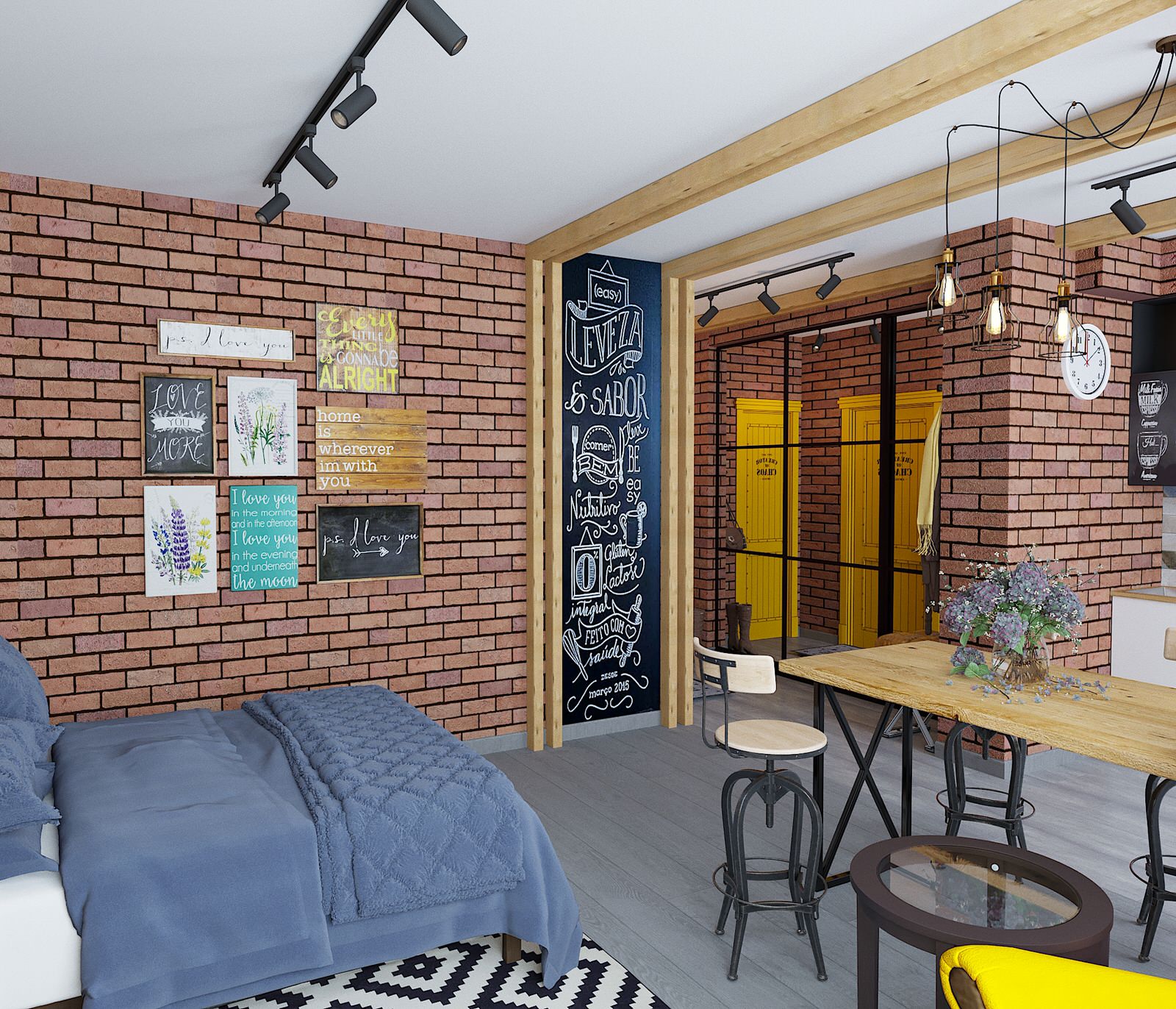 Проект квартиры в стиле лофт в Москве