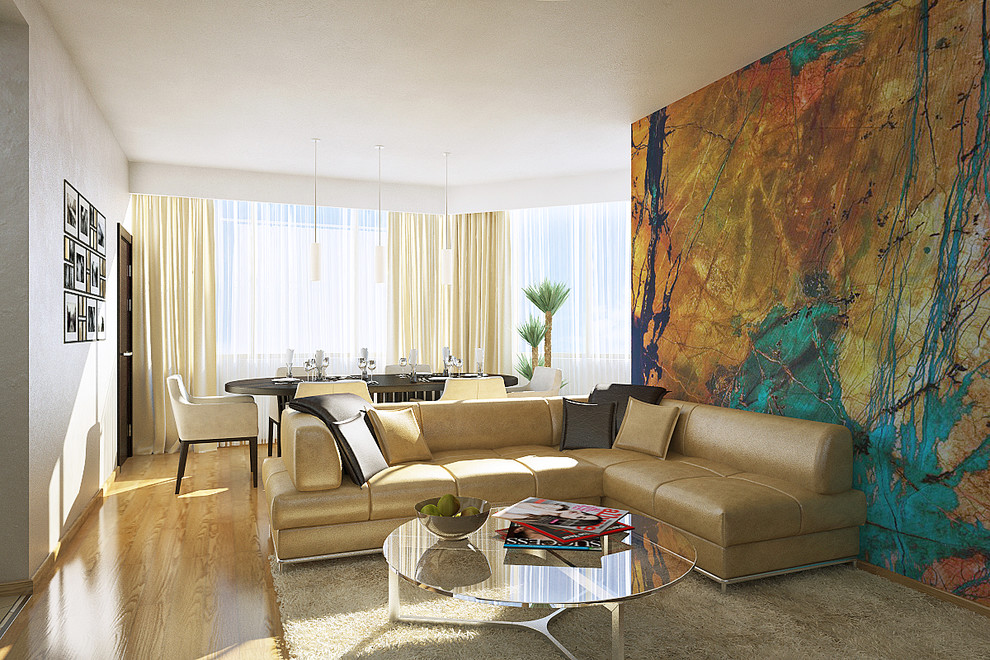 Современный дизайн интерьера с настенной росписью