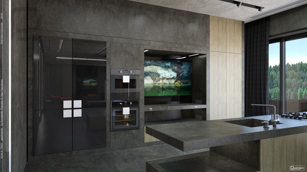 Современная кухня в загородном доме