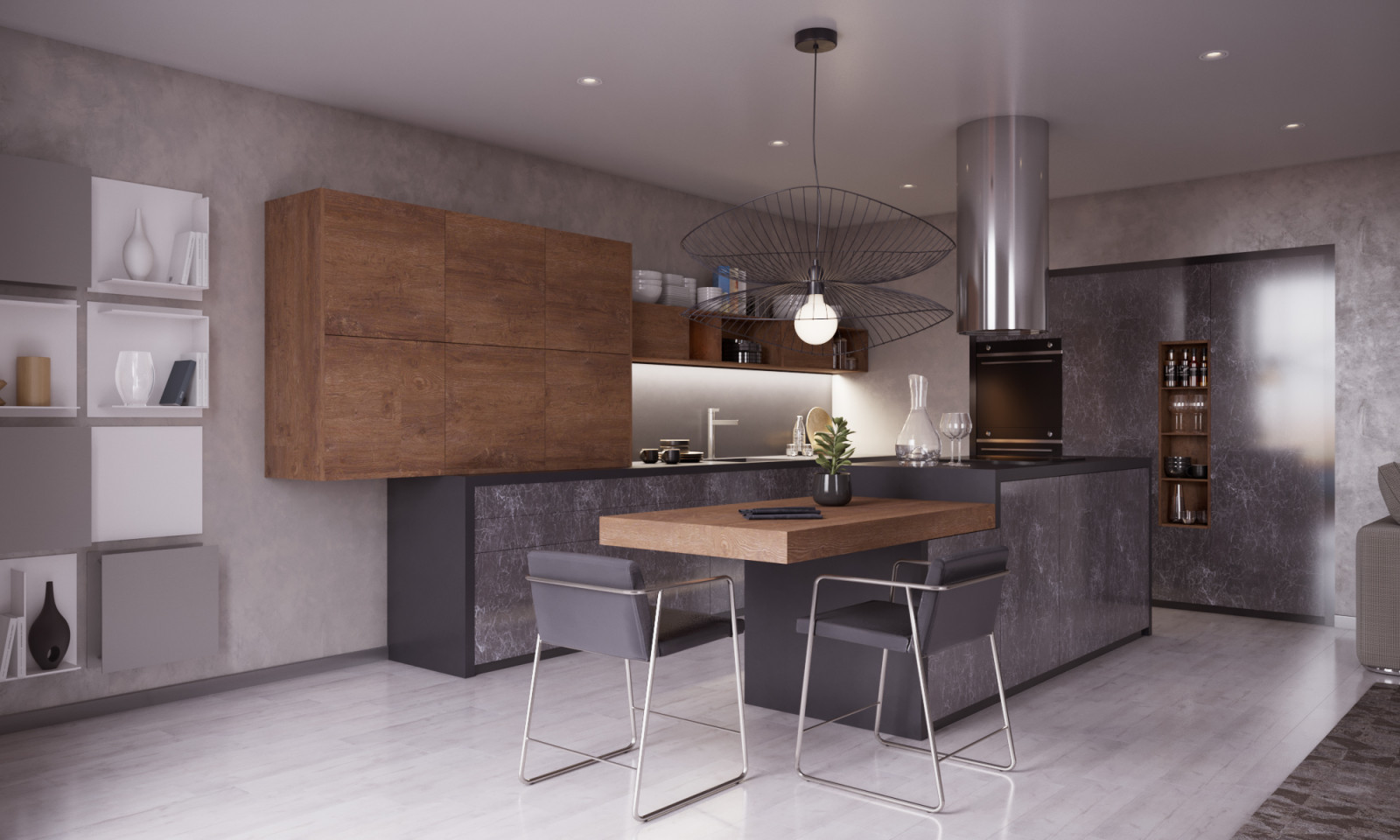 Кухня из керамики под камень