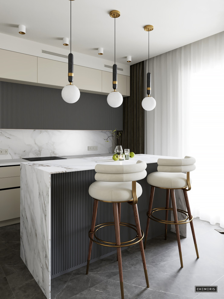 Молочно-белый неоклассический интерьер в Крылатском