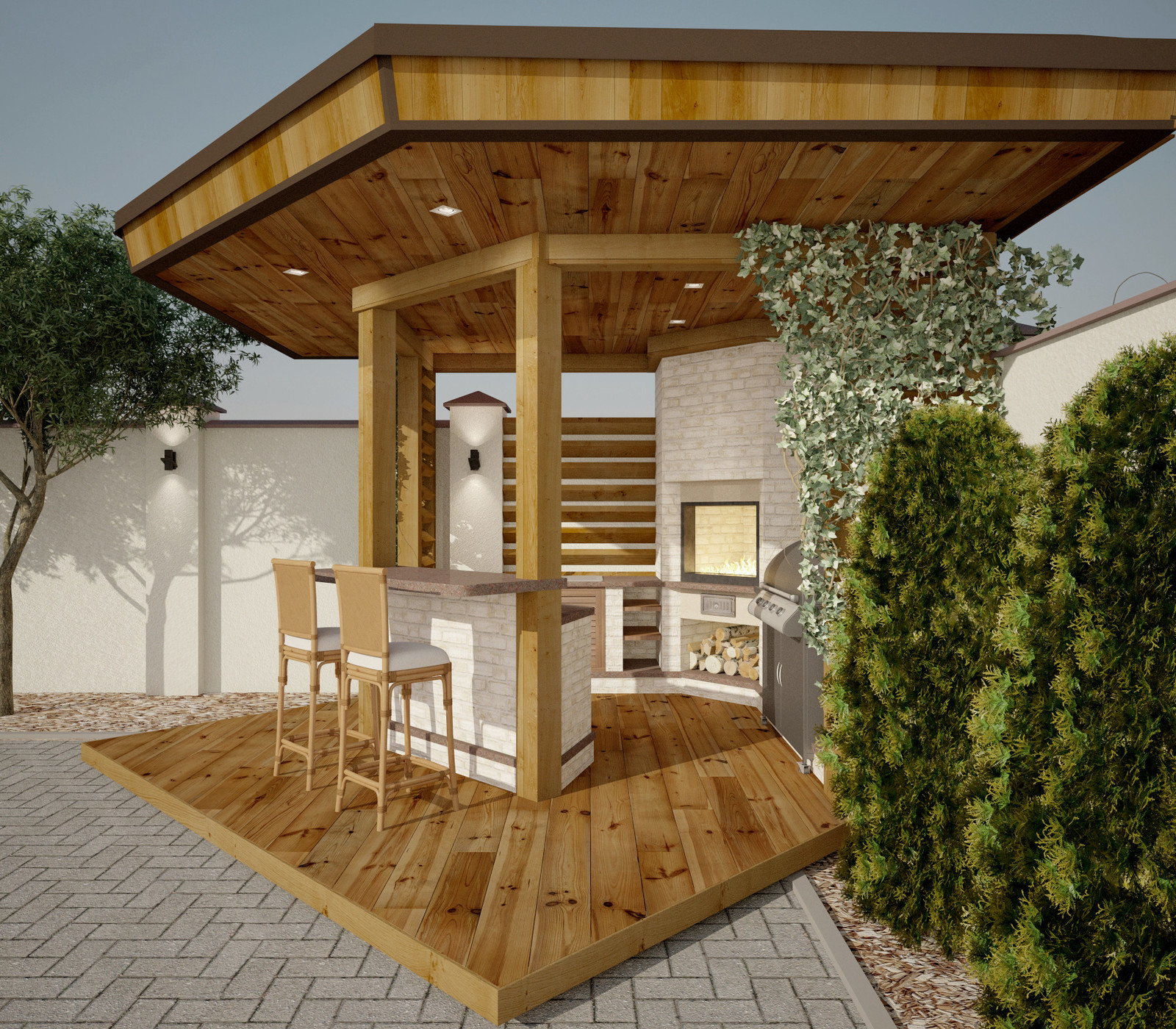 Летняя кухня с навесом