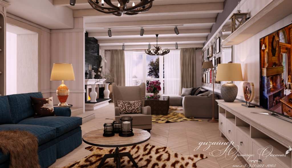 Гостинная в стиле шале