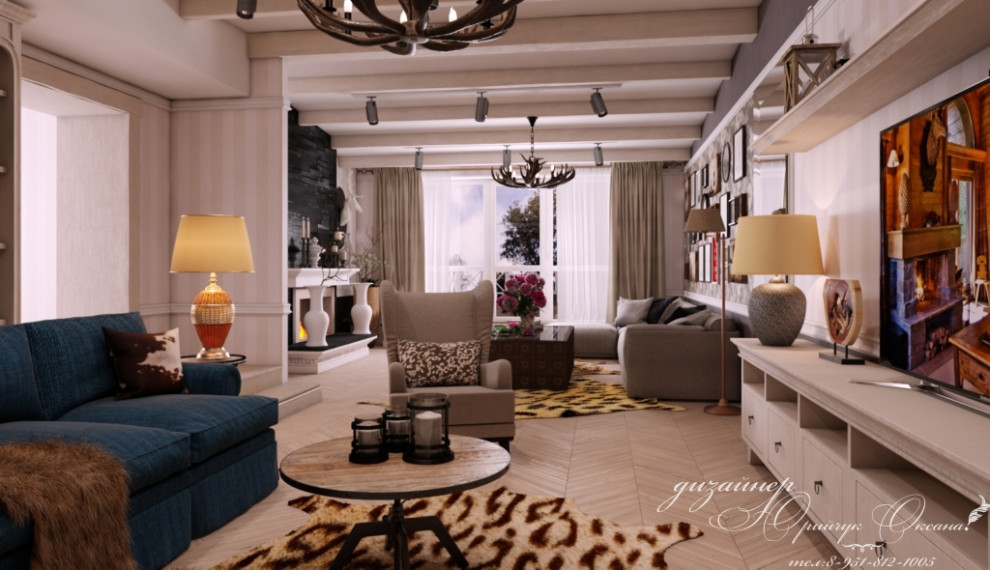 Гостинная в стиле шале