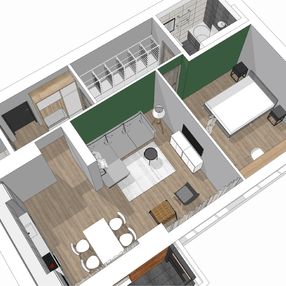 Современная классика Mid-Century Modern. Квартира в ЖК "Булгаков", Новосибирск