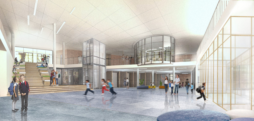 Обложка проекта: Интерьер школьного вестибюля и спорт зала