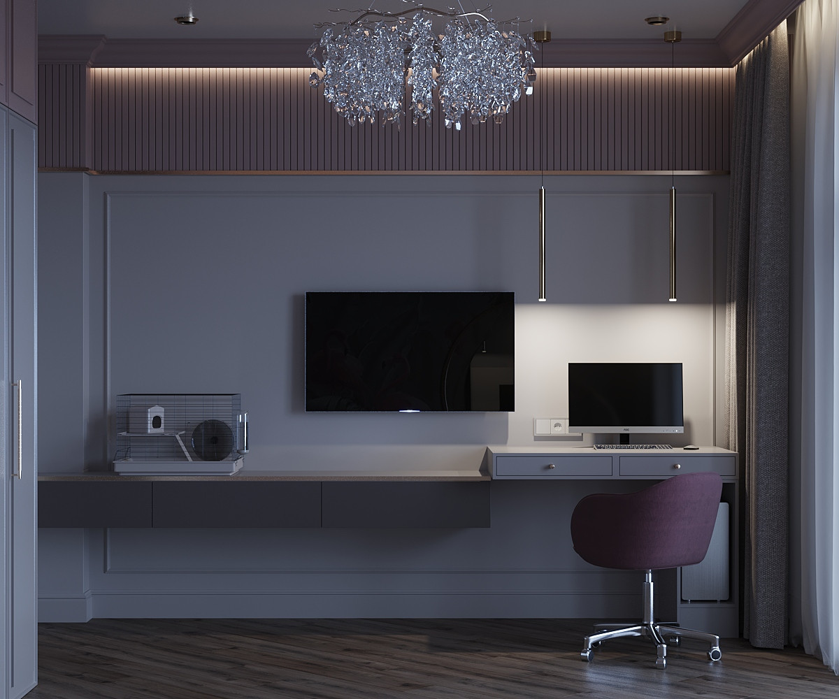 Комната для девочки. Дизайн проект квартиры в ЖК Ньютон