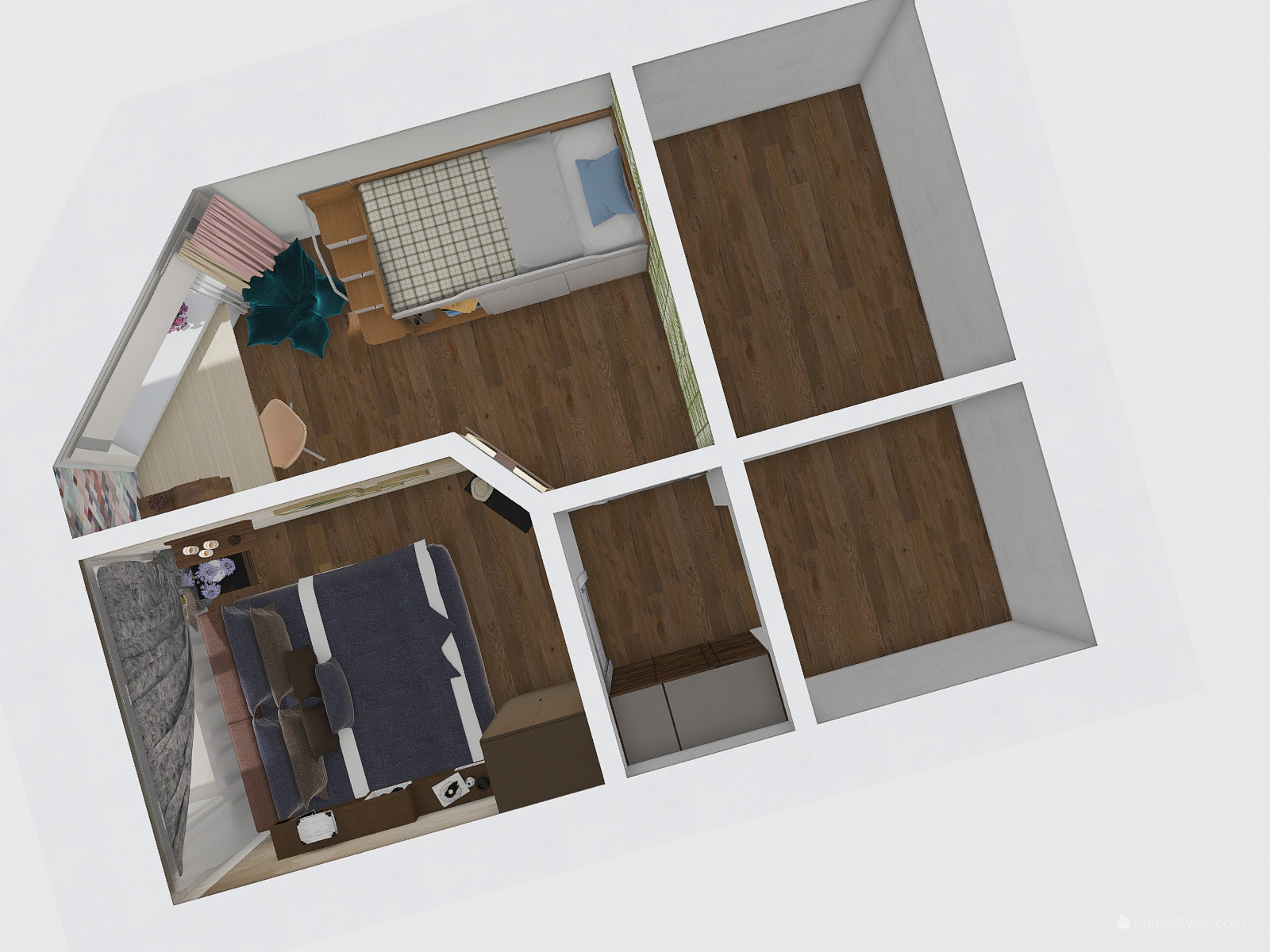 как переделать одну комнату с двумя окнами на две?