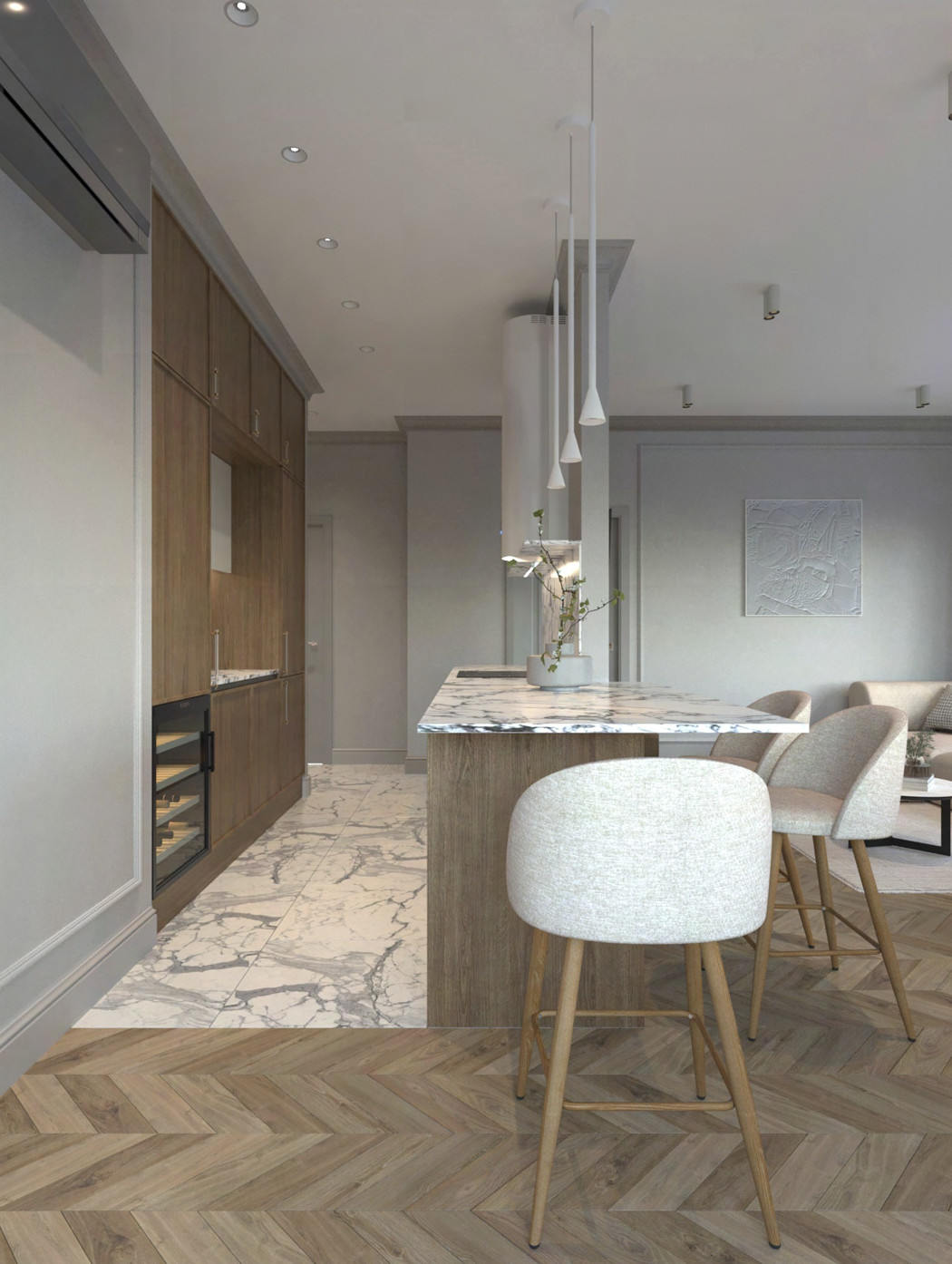 Дизайн проект ЖК Серебряный Фонтан 78м2