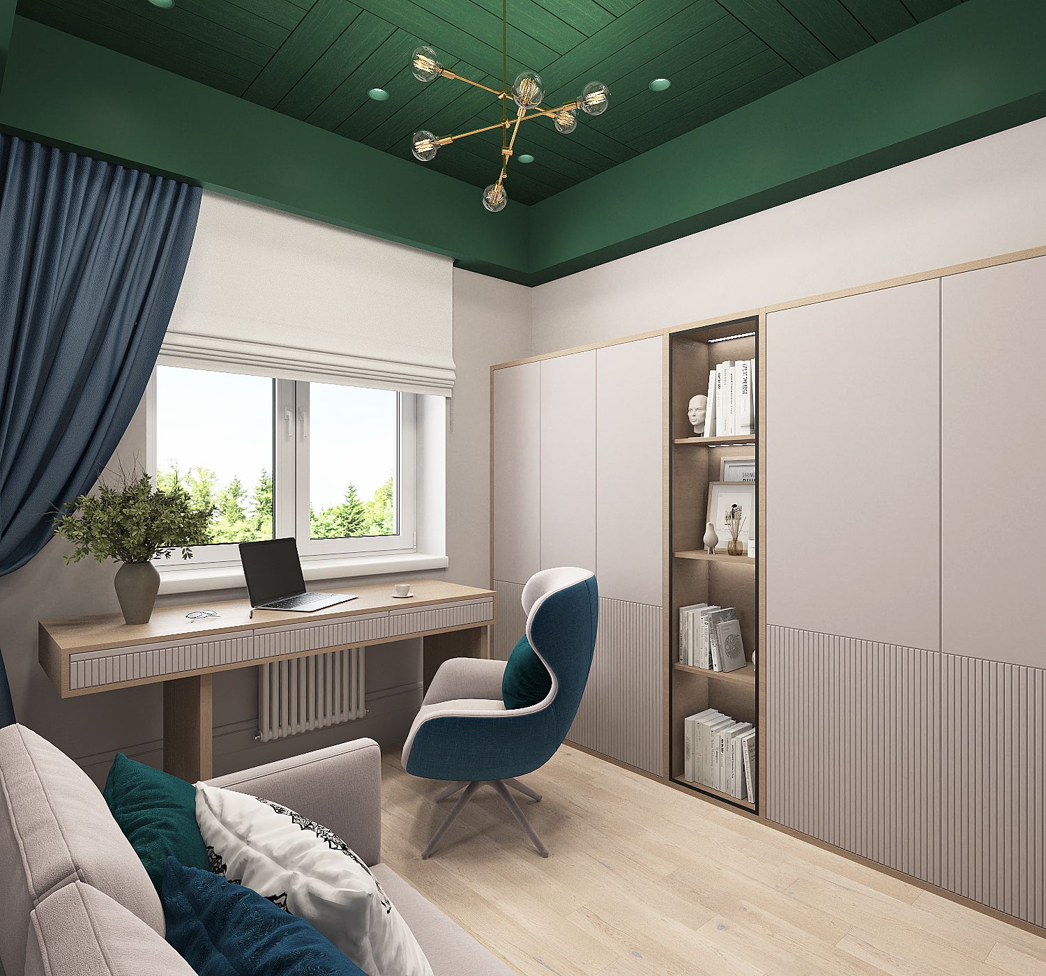 Кабинет с высокими потолками