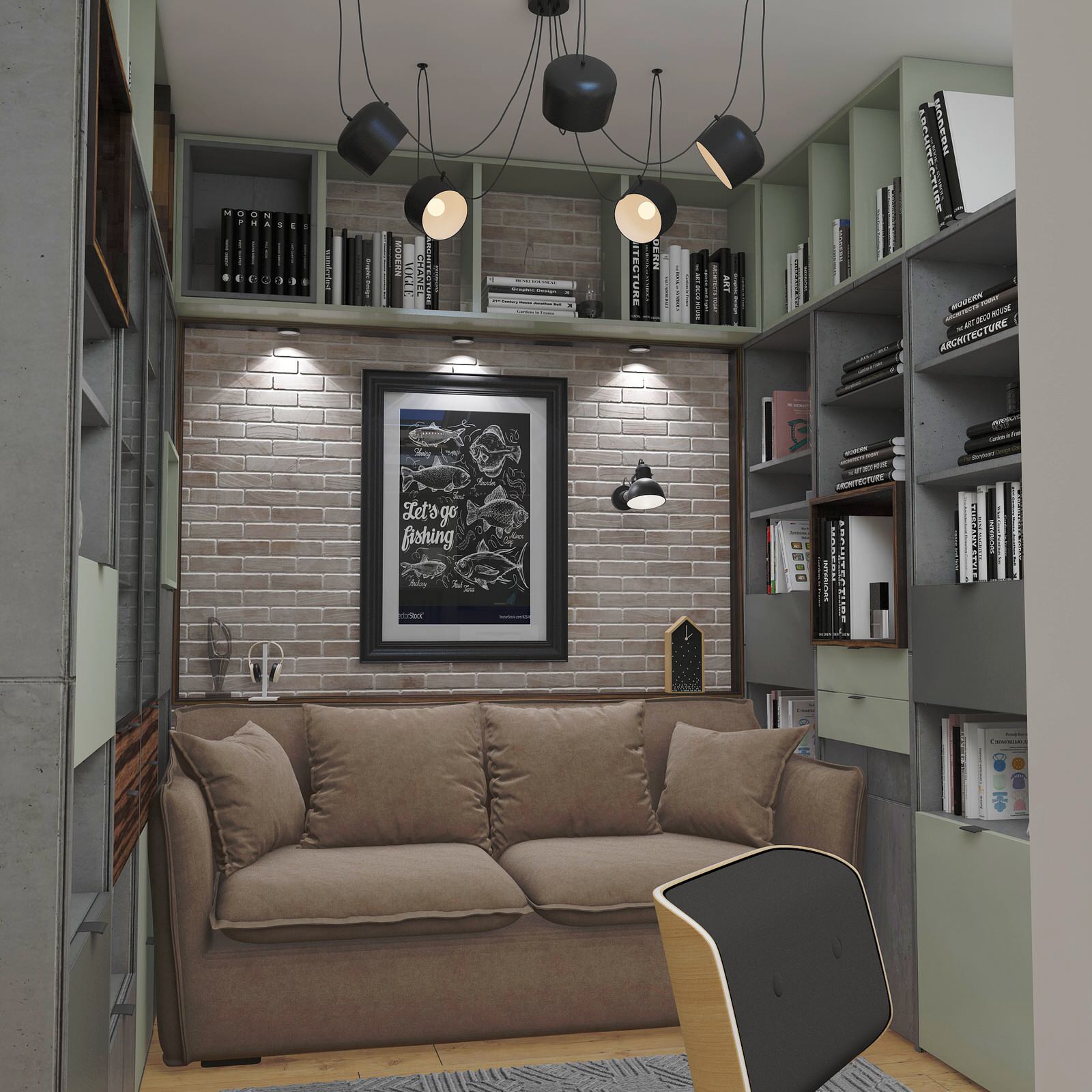 Проект двухуровневой квартиры  в стиле Лофт (135 кв м)