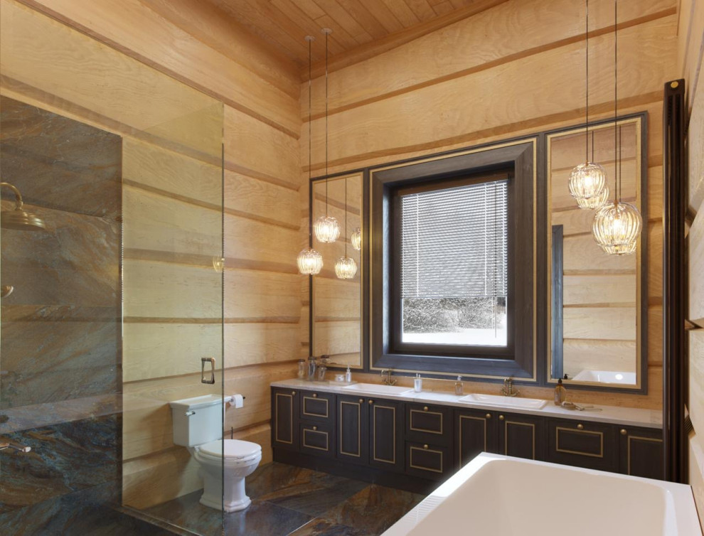 Шале со спа-зоной и бассейном из лафета кедра и бетона