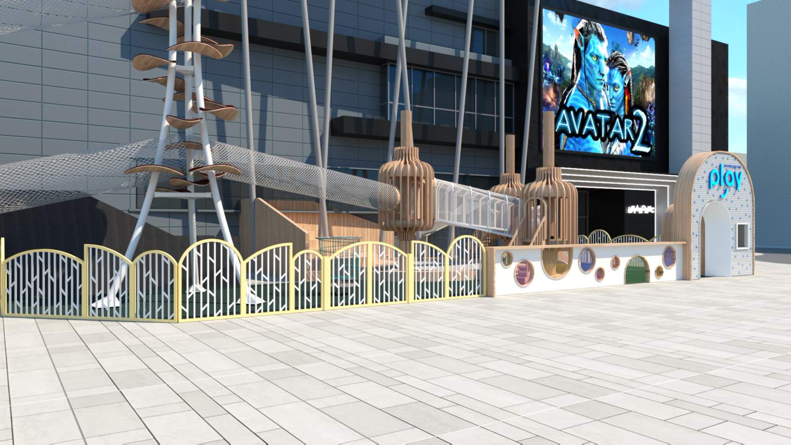 Прогулочная зона под колесом обозрения КРК Мегаполис