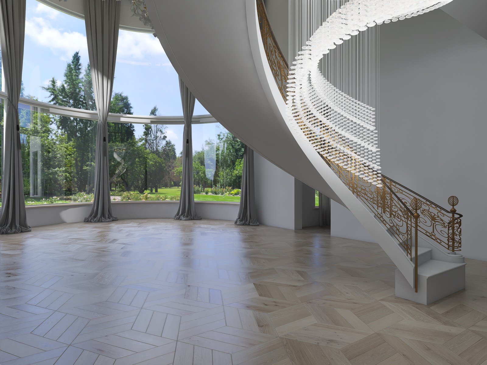 Дом с винтовой лестницей в центре