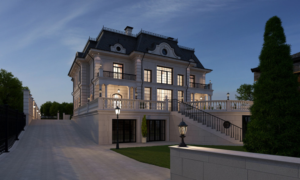 Архитектурный проект жилого дома с бассейном в классическом стиле. 1100кв.м.