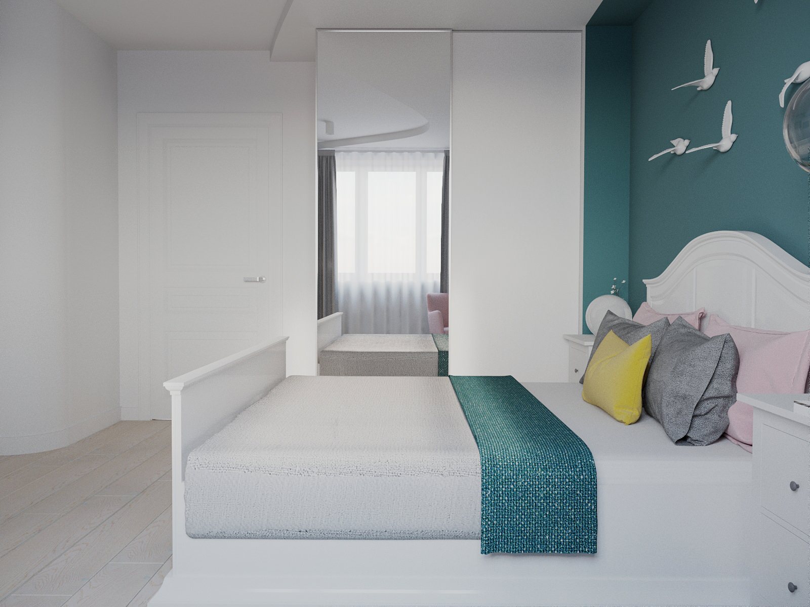 Спальня с гнутой стеной