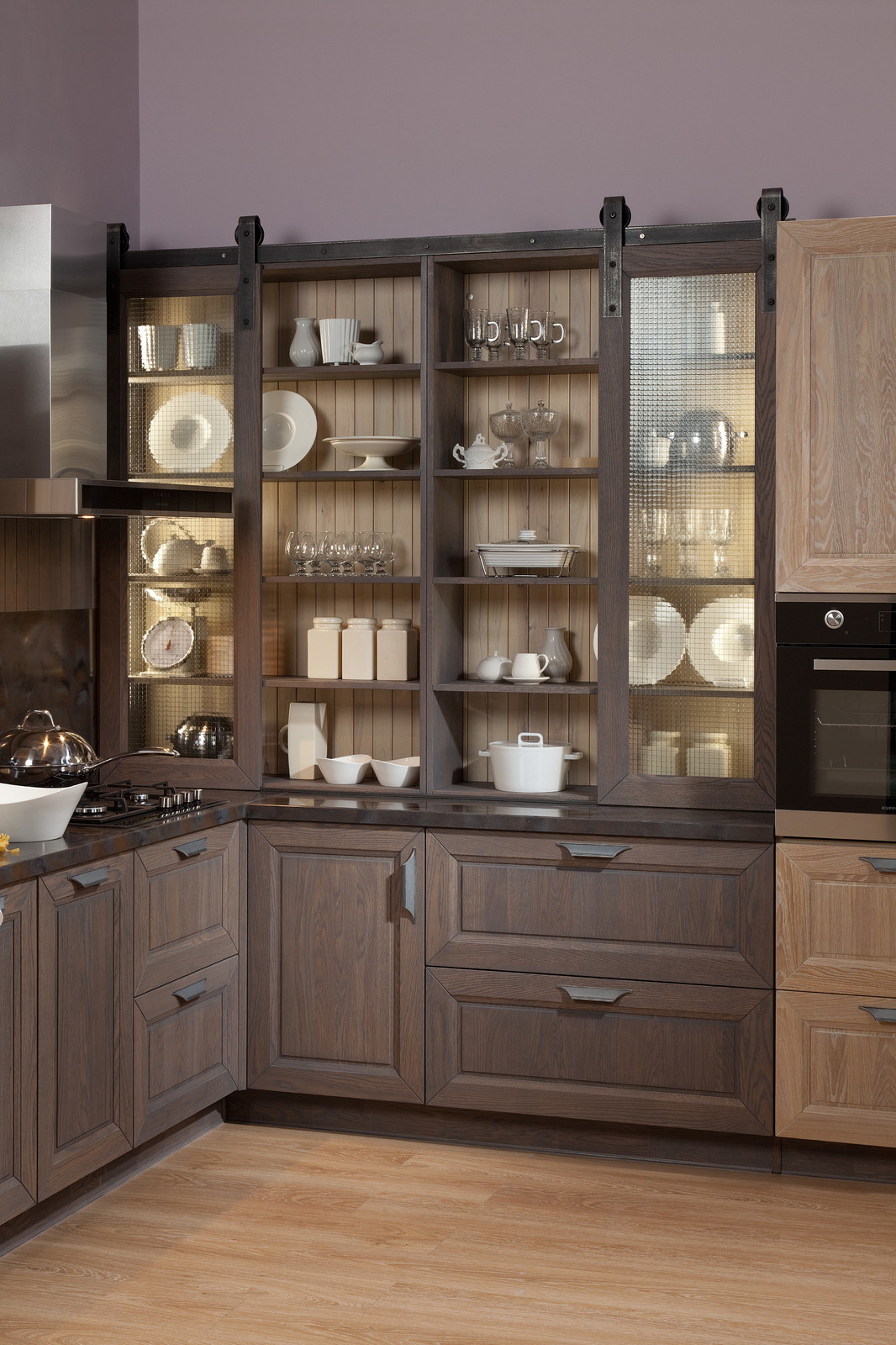 Кухонный гарнитур "Агата" серое небо/белый лён