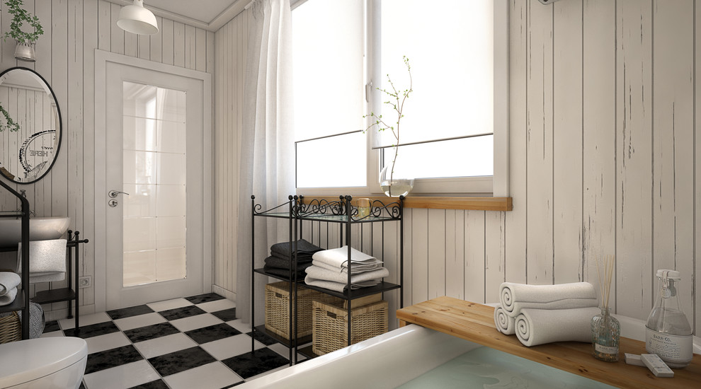 Интерьер ванной комнаты в загородном доме