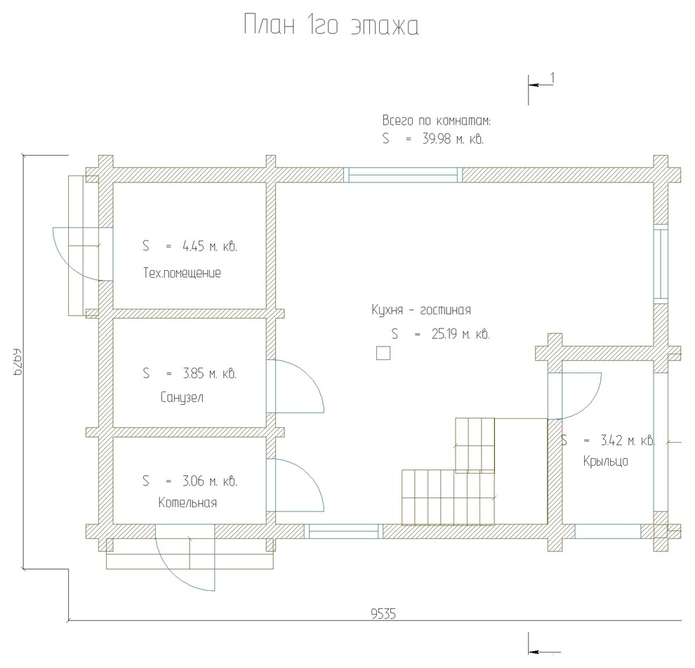 Двухэтажный дом 78м2 из бруса 220х140 — проект 192