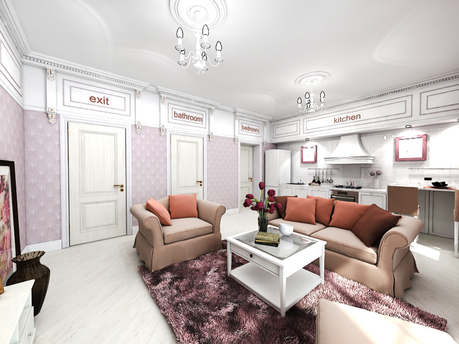 Интерьер загородного дома у озера