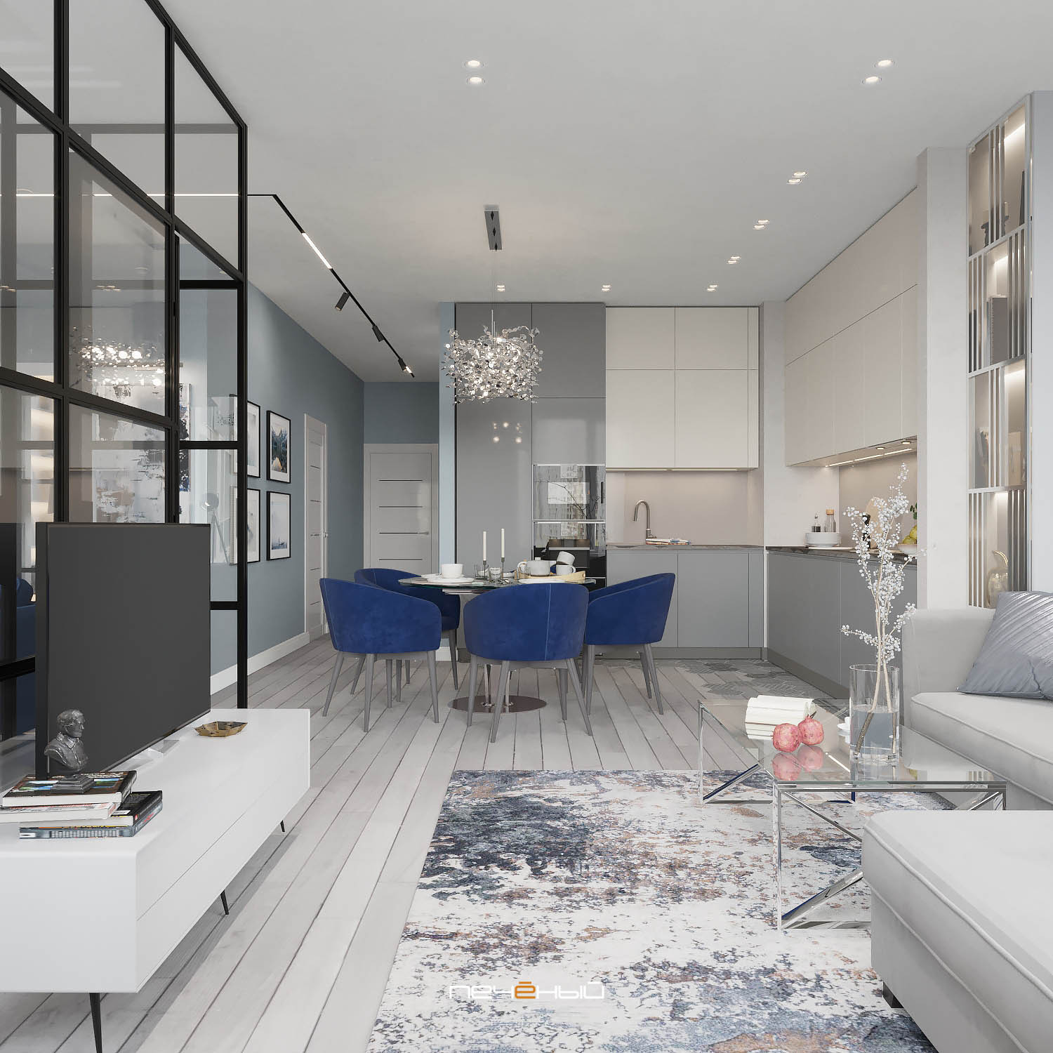 Современная трёшка в пастельных тонах