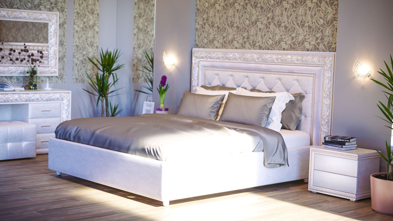 Кровать, тумбы и столик: модель "Сакраменто", компании Дрим Ленд