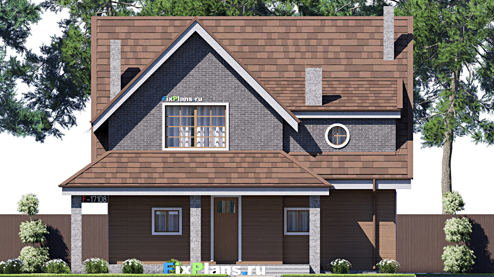 Проект дома с мансардой 12х15 м S201м2 F-17108