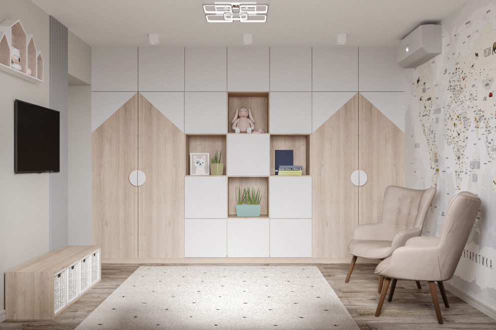 Современные оттенки серого и уютного дерева)