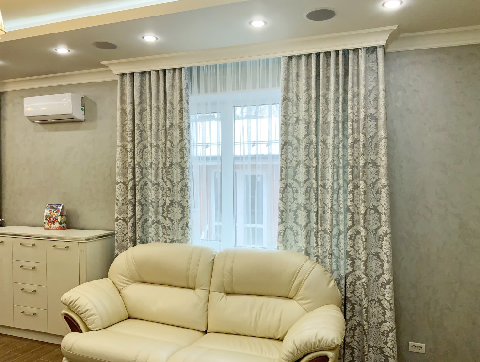 Шторы в гостиную частного дома  - дизайн, пошив. монтаж.