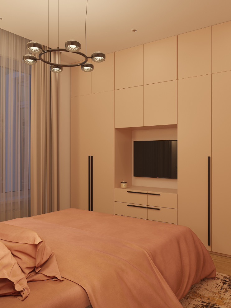 Спальня с дневным и вечерним сценариями освещения