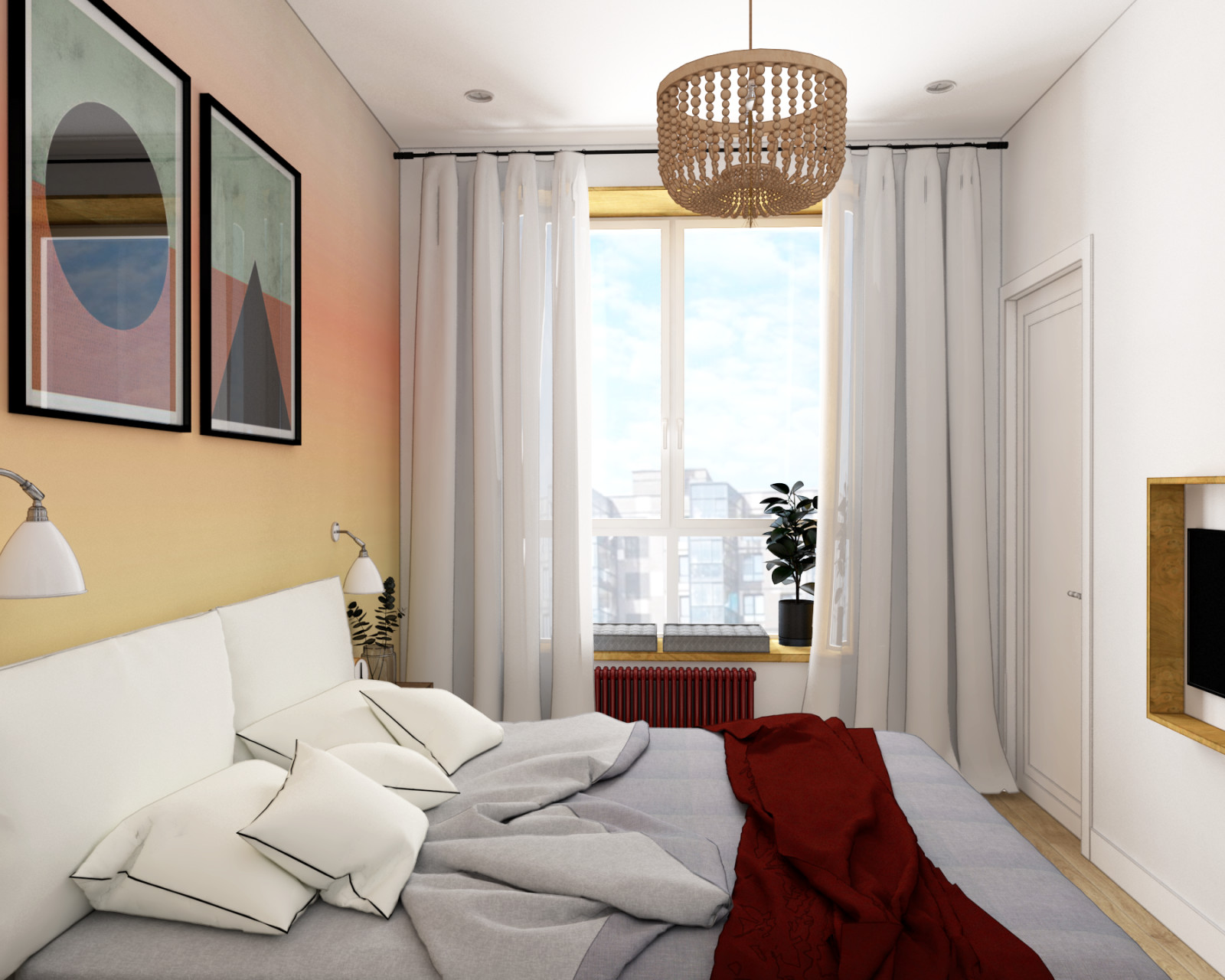 Интерьер с красными акцентами