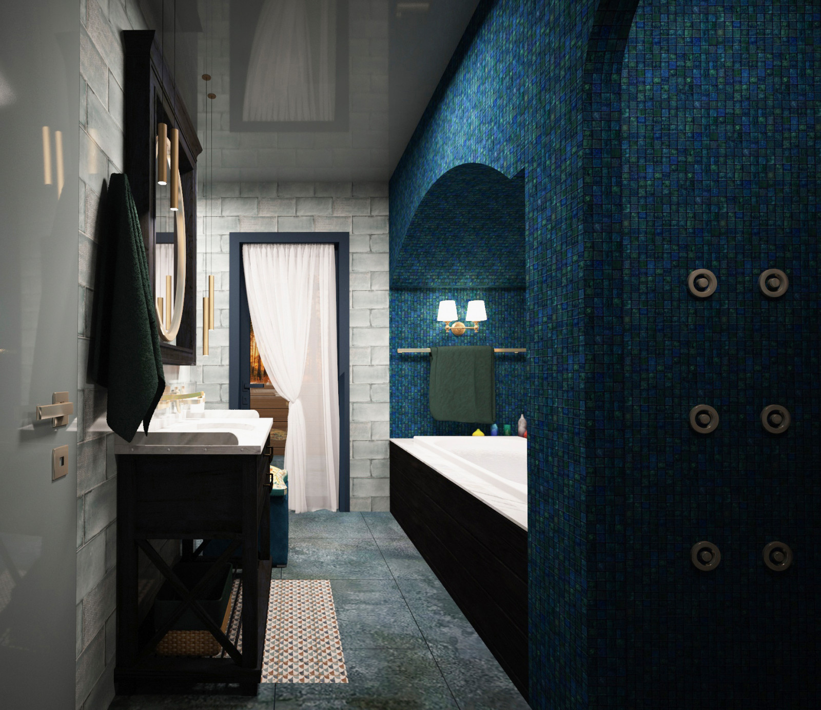 Ванная комната в доме с печью