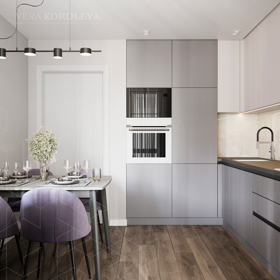 Лавандовая дымка: красивая и функциональная двушка 47 кв.м под Петербургом