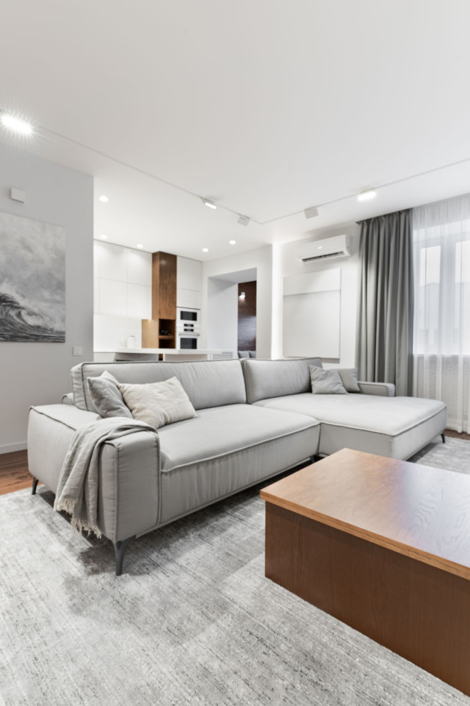 Гостиная в сером минимализме