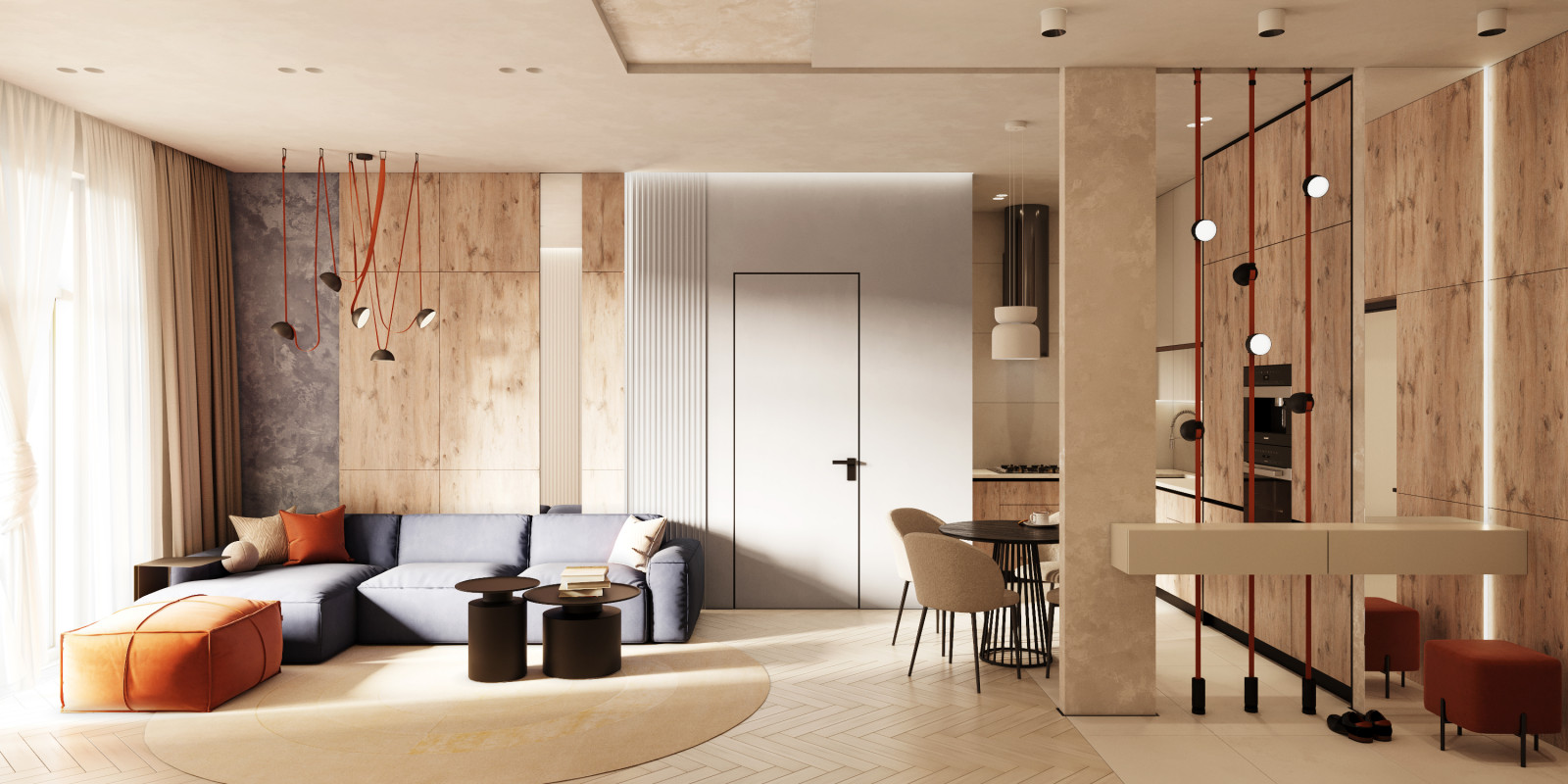 Зонирование прихожей с помощью освещения