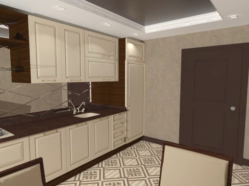 Кухня в благородных бежево-коричневых оттенках