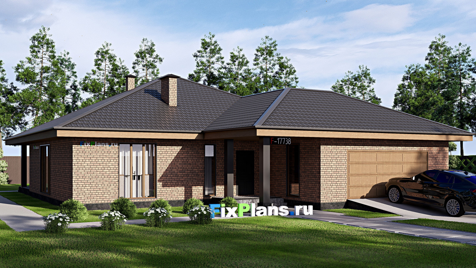 Проект одноэтажного дома 17х19м S204м2 F-17738