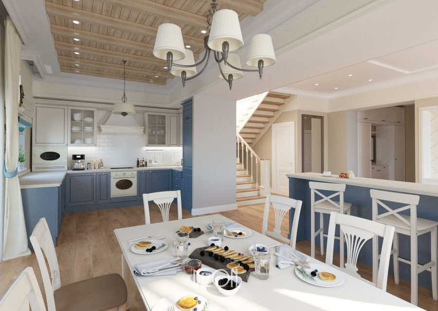 Кухня-гостиная в стиле прованс