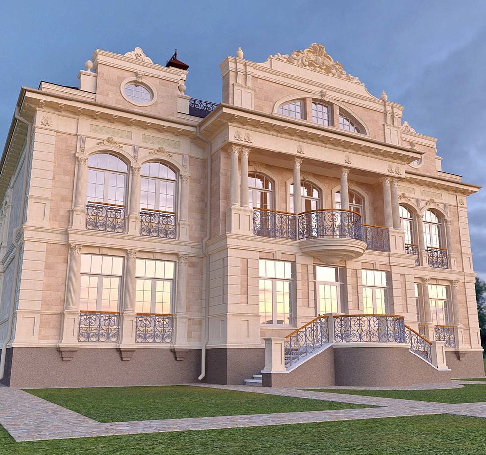 Обложка проекта: Частный дом в классическом стиле. Натуральный камень