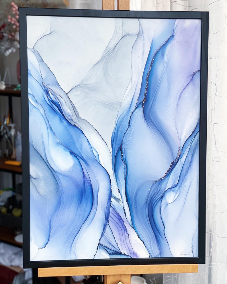 Обложка проекта: Интерьерная картина 50x70 см в технике рисования спиртовыми чернилами для гостин